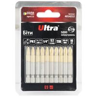 Биты PH2×50мм ¼" 10шт S2 TIN (блистер), ULTRA 4014212