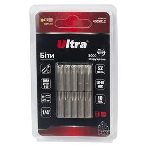 Біти TORX-proof 40×25мм ¼" 10шт S2 (блістер), ULTRA 4015812