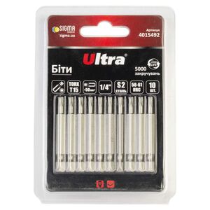 Біти TORX 15×50мм ¼" 10шт S2 (блістер), ULTRA 4015492
