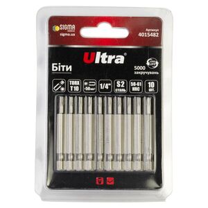 Біти TORX 10×50мм ¼" 10шт S2 (блістер), ULTRA 4015482