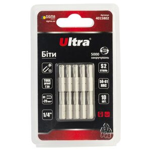 Біти TORX-proof 30×25мм ¼" 10шт S2 (блістер), ULTRA 4015802