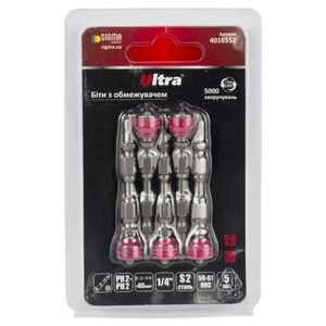 Биты с ограничителем PH2-PH2×65мм ¼" 5шт S2 (блистер), ULTRA 4016552