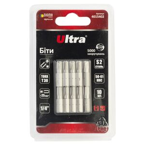 Біти TORX 30×25мм ¼" 10шт S2 (блістер), ULTRA 4015402