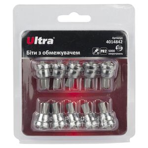 Биты с ограничителем PH2×25мм ¼" 10шт S2 (блистер), ULTRA 4014842