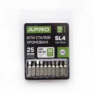 Біта SL4 * 25мм хром, 10шт / уп, APRO 309121