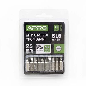 Біта SL5 * 25мм хром, 10шт / уп, APRO 309123