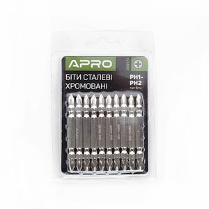 Біта 2-х стороння РН1-РН2 * 65мм хром, 10шт / уп, APRO 309173