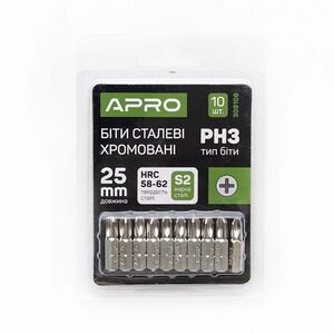 Біта РН3 * 25мм хром, 10шт / уп, APRO 309106