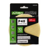 Круг шлифовальное стеаратовое покрытие (на липучке) 125мм Р40 APRO 828032