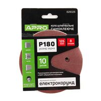 Круг шлифовальный 8 отверстий (на липучке) 125мм Р180 APRO 828026