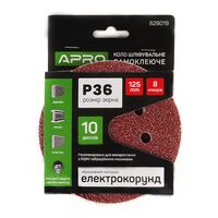Круг шлифовальный 8 отверстий (на липучке) 125мм Р36 APRO 828019