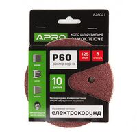 Круг шлифовальный 8 отверстий (на липучке) 125мм Р60 APRO 828021