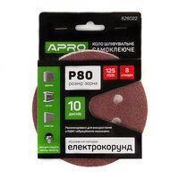 Круг шлифовальный 8 отверстий (на липучке) 125мм Р80 APRO 828022