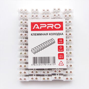 Клеммная колодка 10А PA 10мм2 (кратно упаковке — 10 шт.), APRO TB-A10