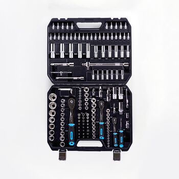 Набор насадок (инструментов) торцевых c трещоткой CrV 1/4, 3/8, 1/2 (90Т) (150 шт.), APRO 251450