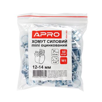 Хомут силовой Mini оцинкованный W1 16-18 (пач. 50 шт), HDA1-007 APRO