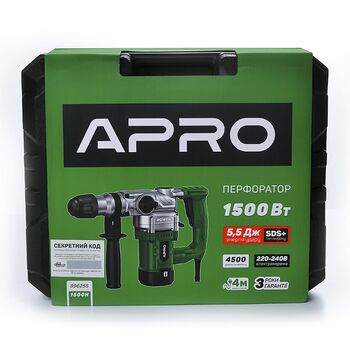 Перфоратор бочковой APRO 5,5Дж, 1500В, SDS+, 1500H, кейс 896255