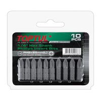 Набор бит 1/4" L25мм PH2 10 ед. на блистере, FSBA0802G TOPTUL