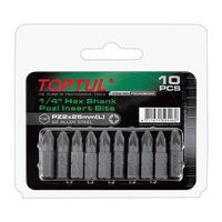 Набор бит 1/4" L25мм PZ2 10 ед. на блистере, FSCA0802G TOPTUL