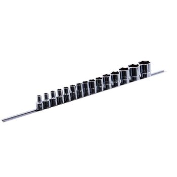Набор головок 12-гр. 1/2" 15 ед. 8~15, 17, 19, 22, 24, 27, 30, 32мм (на планке), GAAQ1603U-12 TOPTUL