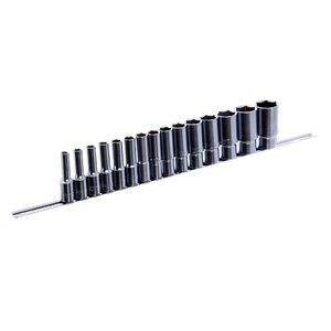 Набор головок длинных 12-гр. 1/2" 15 ед. 8~15, 17, 19, 22, 24, 27, 30, 32мм (на планке), GAAQ1607U-12 TOPTUL