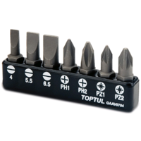 Набір біт 1/4" 7 од. (SL: 4 * 0.5, 5.5 * 1, 6.5 * 1.2, PH1, PH2, PZ1, PZ2), GAAV0704 TOPTUL