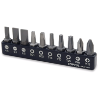Набор бит 1/4" 10 ед. (PH, SL, Torx, SQ), GAAV1001 TOPTUL
