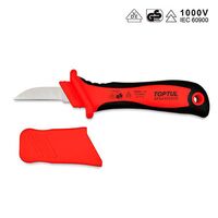 Нож кабельный изолированный 1000V VDE с прямым лезвием  TOPTUL SFAA5020V4