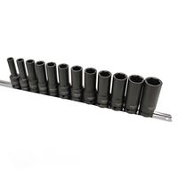Набор ударных длинных головок 1/2" 12 ед. 8,10,12~19,21,22мм на планке TOPTUL GAAQ1614D
