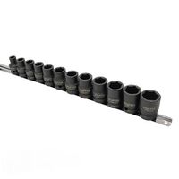 Набор ударных головок 1/2" 12 ед. 8,10,12~19,21,22мм на планке TOPTUL GAAQ1612M