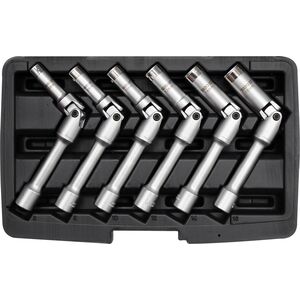 Ключи торцевые для свечей накала 3/8 ", 8-16 мм, на шарнире, Cr-V, 6 шт + кейс, YT-0534 YATO