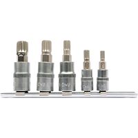 Головки торцевые с насадками "SPLINE" M5, M6, квадрат 1/4 ", M8,10,12, квадрат 3/8". Набор 5 шт., YT-04360 YATO