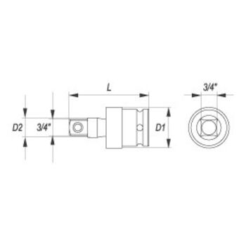Кардан ударный квадрат 3/4 ", L = 102 мм, YT-1164 YATO