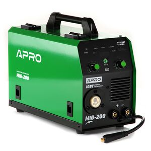 Зварювальний напівавтомат інверторний APRO MIG-200, 20-200А, ел.5мм, пр.0.8-1мм 5кг 2.5+1.5+3м 894561