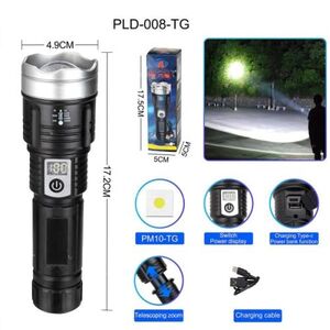 Фонарь PLD-008 WHITE LASER LED PM10-TG, Li-Ion аккум., power bank, индикация заряда, ЗУ Type-C, zoom