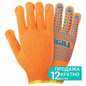 Рукавички трикотажні з точковим ПВХ покриттям р10 Універсал (помаранчеві) КРАТНО 12 парам, SIGMA 9442671