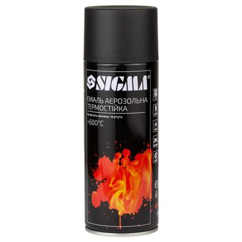 Емаль аерозольна акрилова термостійка +600°C 400мл RAL 9005 чорний мат, SIGMA 2736041