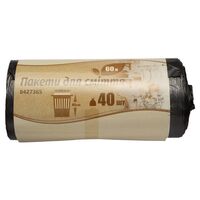 Пакеты для мусора 60л/40шт черные, GRAD 8427365