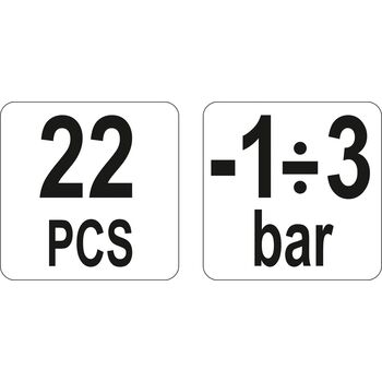 Помпа ручная вакуумная с доспехами, кпл. 22 шт., P = -1-3 Bar, YT-0674 YATO