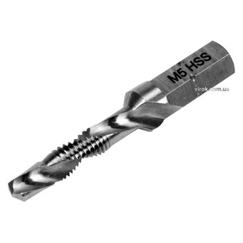Сверло-метчик М5 х 0.8 мм, HSS М2, HEX-1/4 ", l = 41/7 мм, YT-44842 YATO