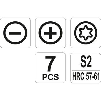 Набор отверток прецизионных SL2-3 мм, PH2, "TORX" 3, L = 50 мм. 7 шт., YT-25863 YATO