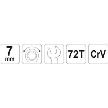 Ключ рожково-накидной с трищаткою CrV, М = 7 мм, L = 130 мм, YT-01907 YATO