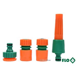 Зрошувач прямий з набором з'єднань 3/4", 1", ABS-пластик, 4 шт, 89255 FLO