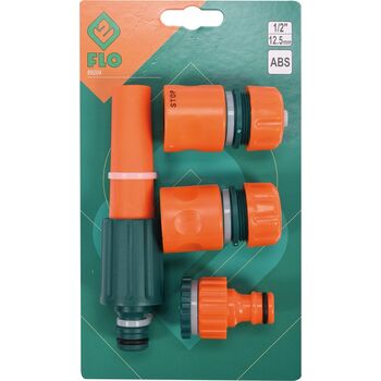 Зрошувач прямий з набором з'єднань 1/2", 3/4", ABS-пластик, 4 шт, 89204 FLO
