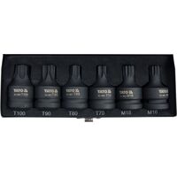 Набор насадок отверточных ударных TORX и SPLINE квадрат- 3/4 "T70-100, M16, M18 Cr-Mo, 6 шт, YT-10653 YATO