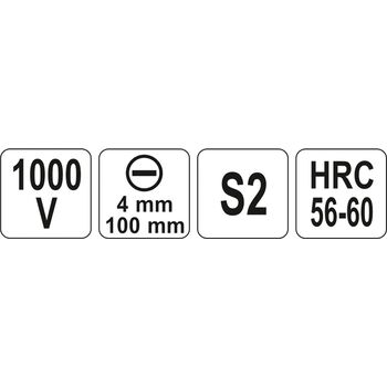 Викрутка плоска діелектрична ізольована шліц SL4 x 100 мм. VDE до 1000V, YT-2817 YATO