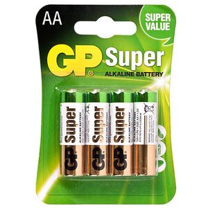 Батарейка GP SUPER ALKALINE, 1.5V, 15A-U4, лужна, LR6, АА (4891199000034)