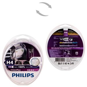 Автолампа Philips Vision Plus H4 + 60% 12V 60 / 55W P43t 2 шт. 12342VPS2 12342VPS2