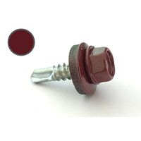 Саморіз з шестигранною головкою з шайбою з прокладкою EPDM 4,8 * 19 DIN 7504K RAL 3005 зі свердлом по металу (ящ. 2400 шт.) (Колір - винно-червоний), APRO 9R648193005-C