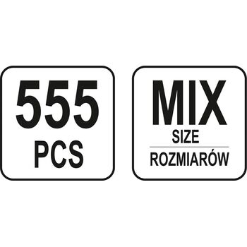 Шплінти різних розмірів, набір 555 шт., YT-06873 YATO